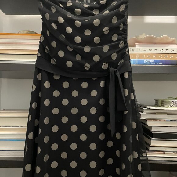 strapless polka dot midi dress - Picture 2 of 5